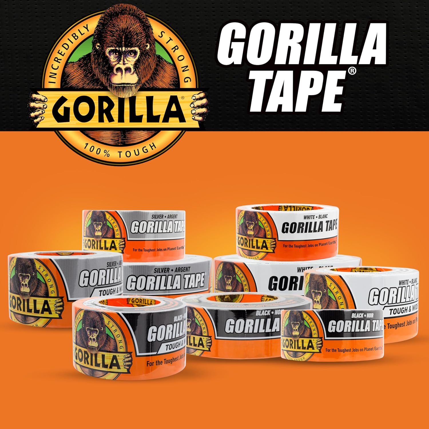 Gorilla Tough & Wide Duct Tape, 2.88" x 25 yd, White, (Pack of 1)-3