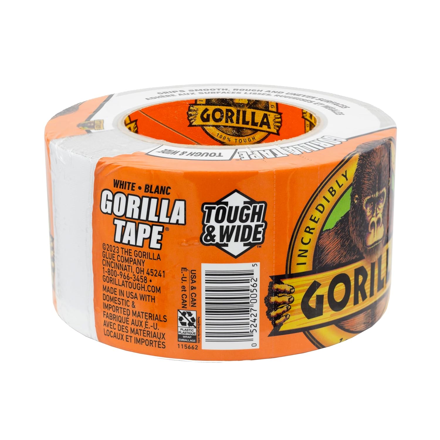 Gorilla Tough & Wide Duct Tape, 2.88" x 25 yd, White, (Pack of 1)-4