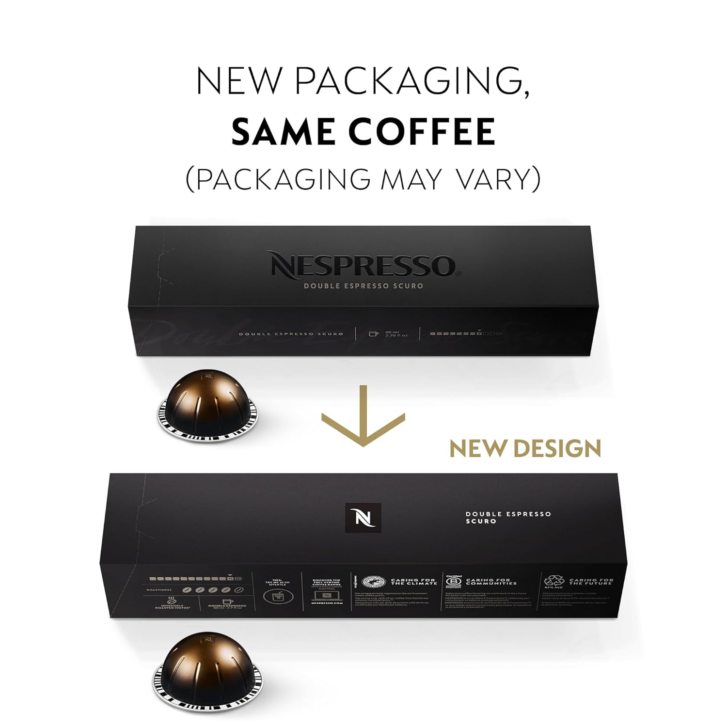 Nespresso Capsules Vertuo, Double Espresso Scuro, Dark Roast Espresso Coffee, 30-Count Coffee Pods, Brews 2.7oz.-1