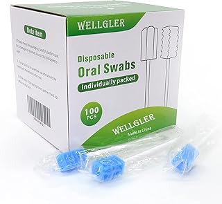 Wellgler's Oral Care Swabs Disposable- Blue 100 Counts