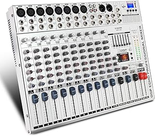 G-MARK GMX1200 DJ Mixer 12 Channel Professional Audio Mixer USB Mixing Console Music Studio 8 Mono 4 Stereo 7 Band EQ 16 Effect Podcast Streaming Audio Interface