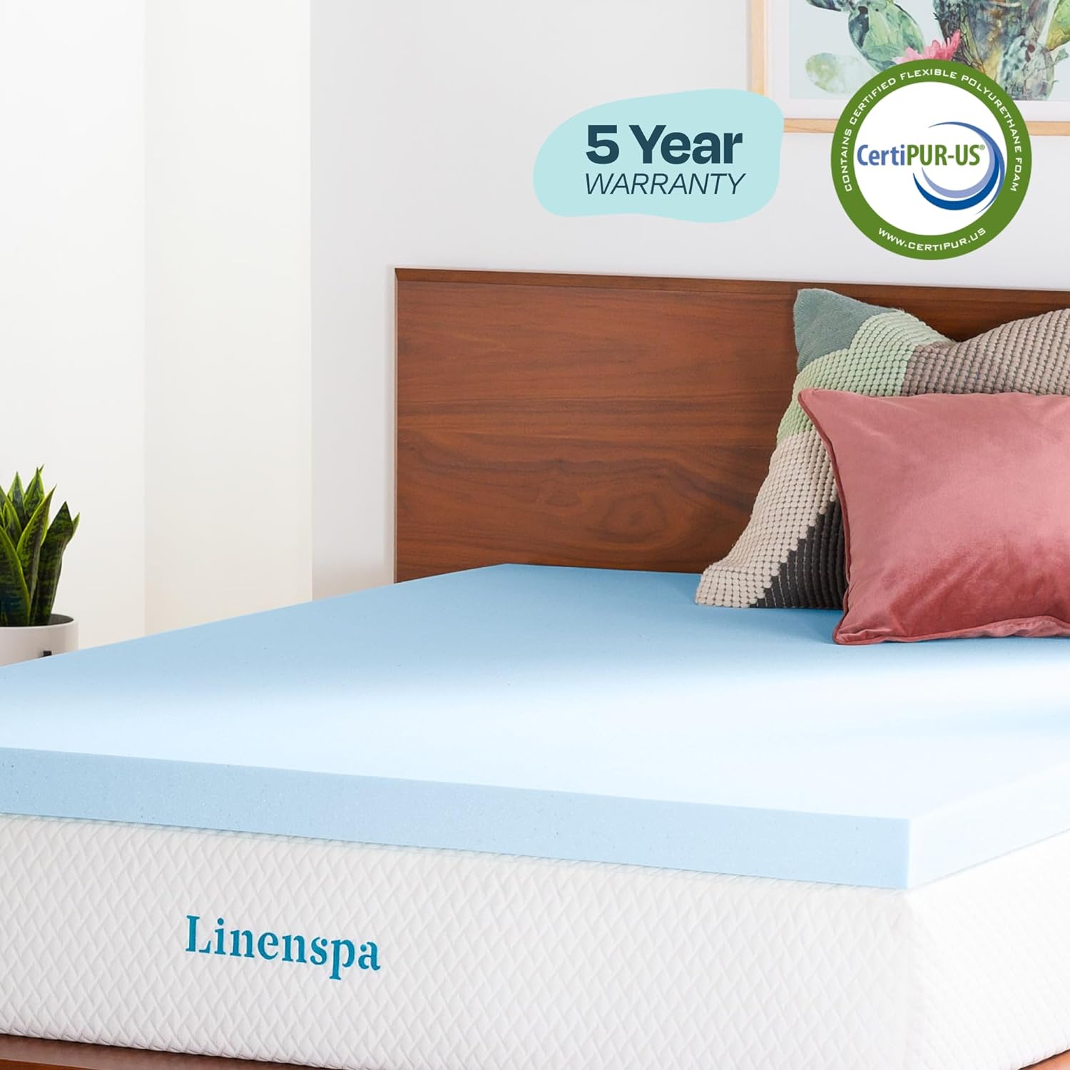 LINENSPA Memory Foam Mattress Topper - 3 Inch Gel Infused Memory Foam - Plush Feel - Cooling and Pressure Relieving - CertiPUR Certified - Dorm Room Essentials - Twin Size-5