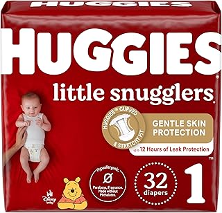 Huggies Size 1 Diapers, Little Snugglers Newborn Diapers, Size 1 (8-14 lbs), 32 Count