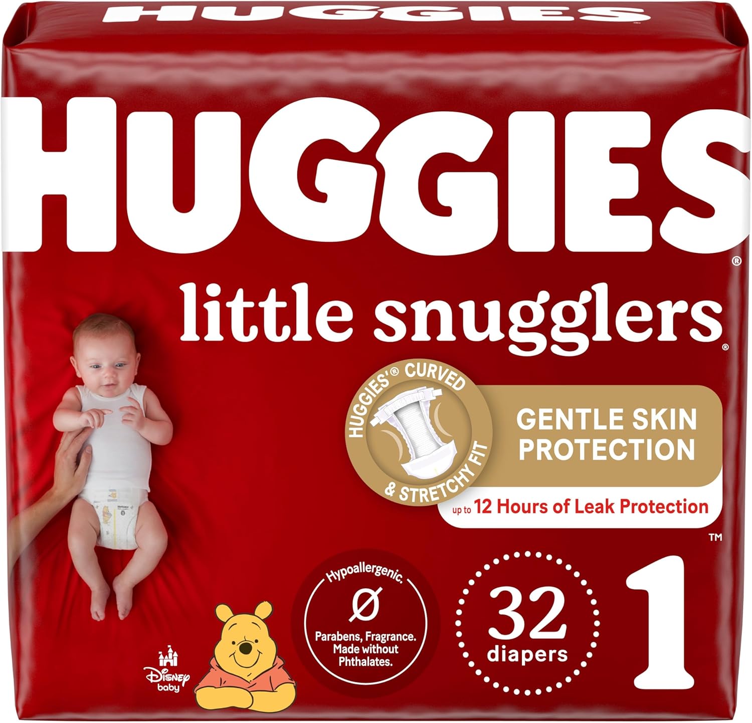 Huggies Size 1 Diapers, Little Snugglers Newborn Diapers, Size 1 (8-14 lbs), 32 Count-0