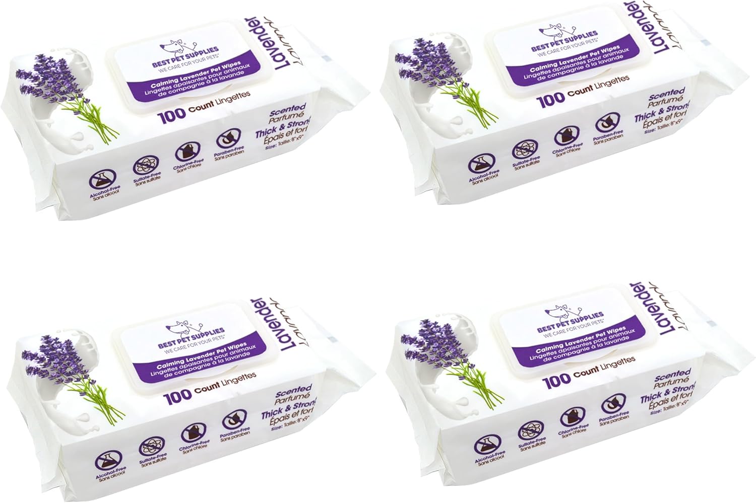 Best Pet Supplies Dog Wipes, Hypoallergenic, Deodorizing, Cleaning for Dogs' Paws, Butt, Face, Grooming, Non-Sticky Formula for Puppy, Cats and Sensitive Skin - 400 Pack, Calming Lavender-0