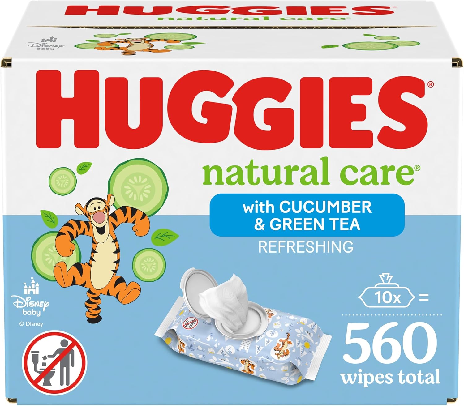 Huggies Natural Care Refreshing Baby Wipes, Hypoallergenic, Scented, 10 Flip-Top Packs (560 Wipes Total), Packaging May Vary-0