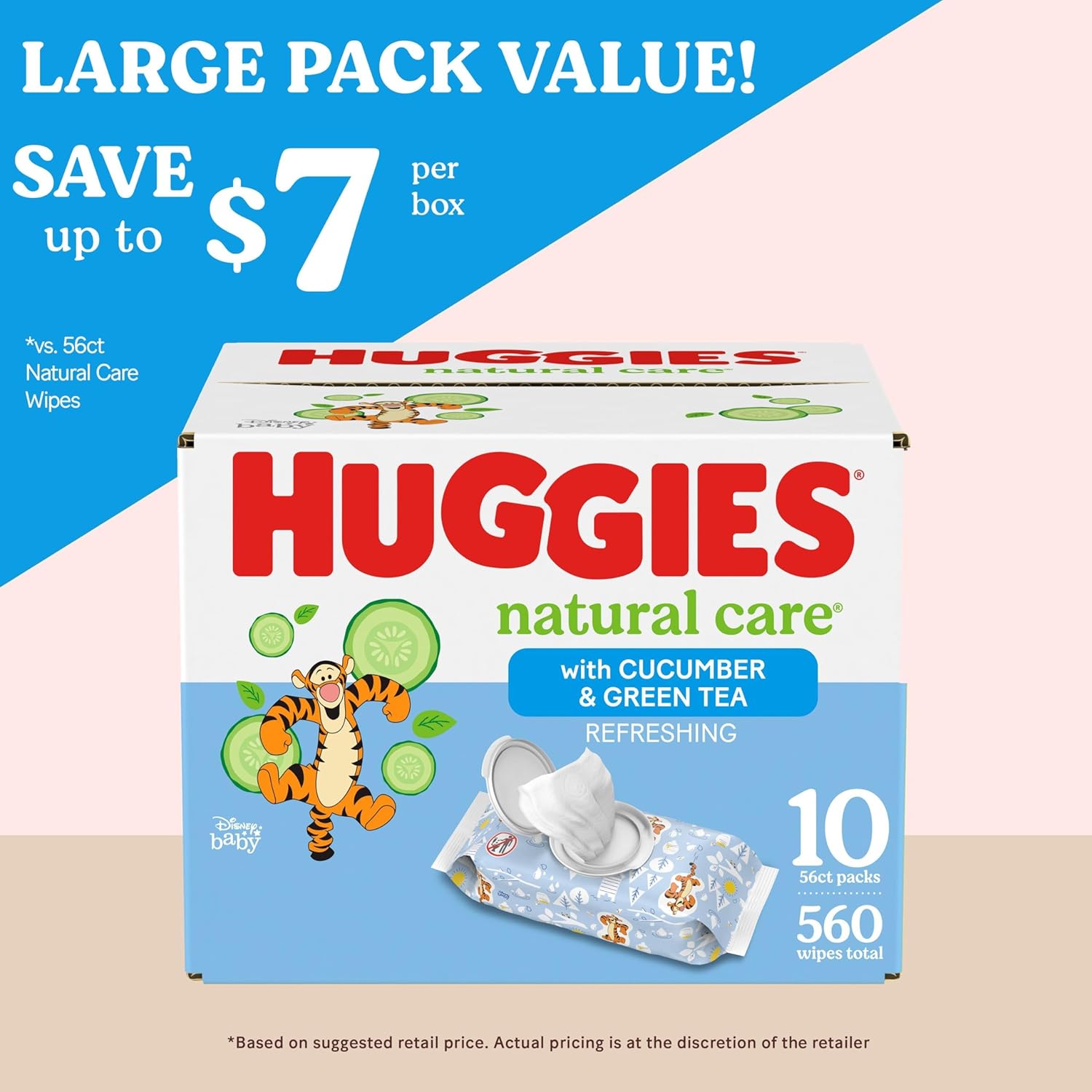 Huggies Natural Care Refreshing Baby Wipes, Hypoallergenic, Scented, 10 Flip-Top Packs (560 Wipes Total), Packaging May Vary-1