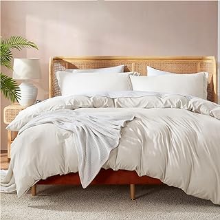 Nestl Nestl Off White Duvet Cover Queen Size - Soft Double Brushed Queen Duvet Cover Set, 3 Piece, with Button Closure, 1 Duvet Cover 90x90 inches and 2 Pillow Shams