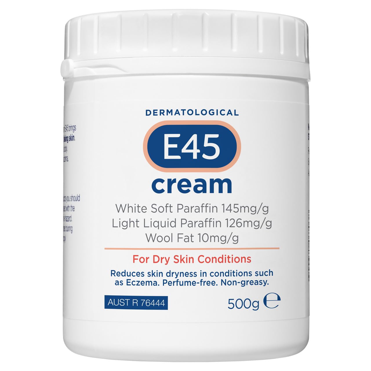 E45 Cream 500 g Tub – Moisturiser for Dry Skin and Sensitive Skin - Emollient Body Cream to Soothe Dry and Irritated Skin - Itchy Skin, Eczema Cream - Perfume-Free Face Cream and Non-Greasy Hand Cream-0