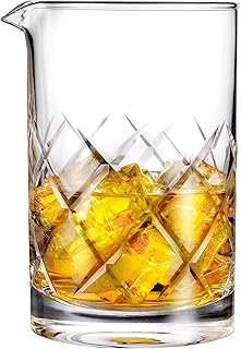 HIWARE Professional 24 Oz Cocktail Mixing Glass, Thick Bottom Seamless Crystal Mixing Glass