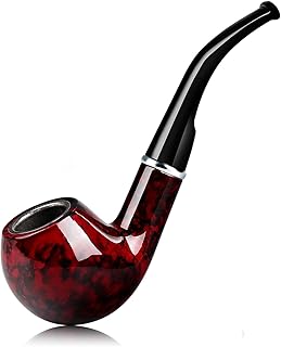 Joyoldelf Tobacco Pipe, Classic Smoking Pipe with Foldable Tobacco Pipe Stand, Bent Tobacco Pipes for Smoking with Gift Box and Smoking Accessories