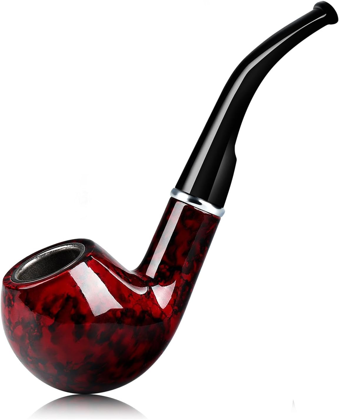 Joyoldelf Tobacco Pipe, Classic Smoking Pipe with Foldable Tobacco Pipe Stand, Bent Tobacco Pipes for Smoking with Gift Box and Smoking Accessories-0