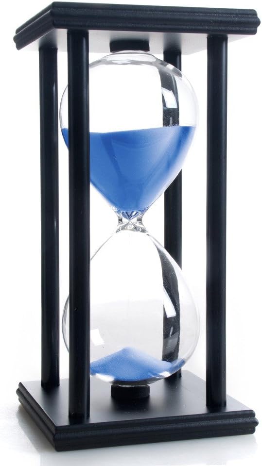 Hourglass 60 Minutes Blue Sand Timer, Black Wooden Frame Sand Clock-0