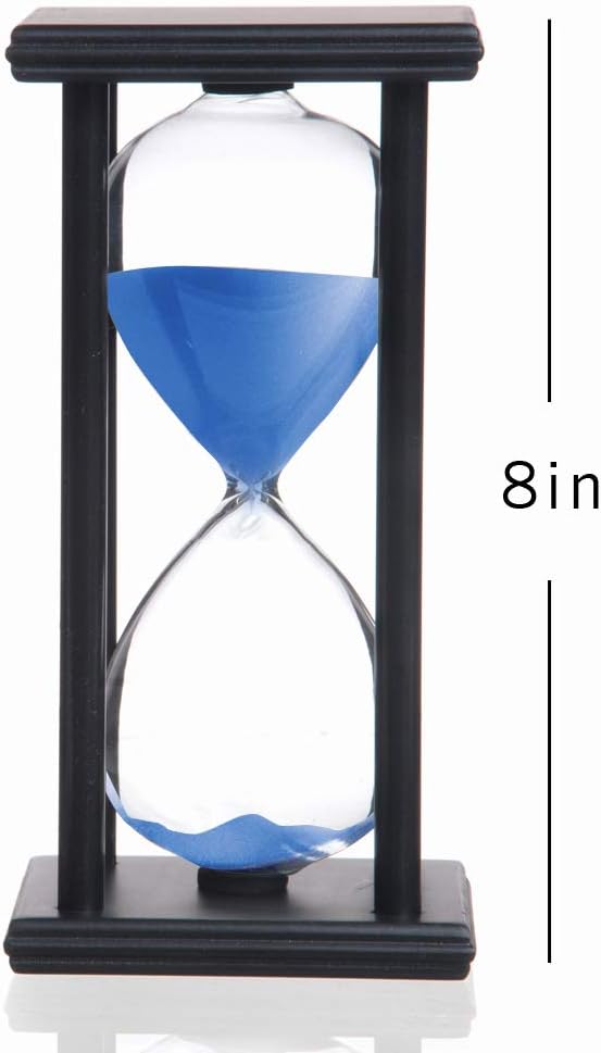 Hourglass 60 Minutes Blue Sand Timer, Black Wooden Frame Sand Clock-1