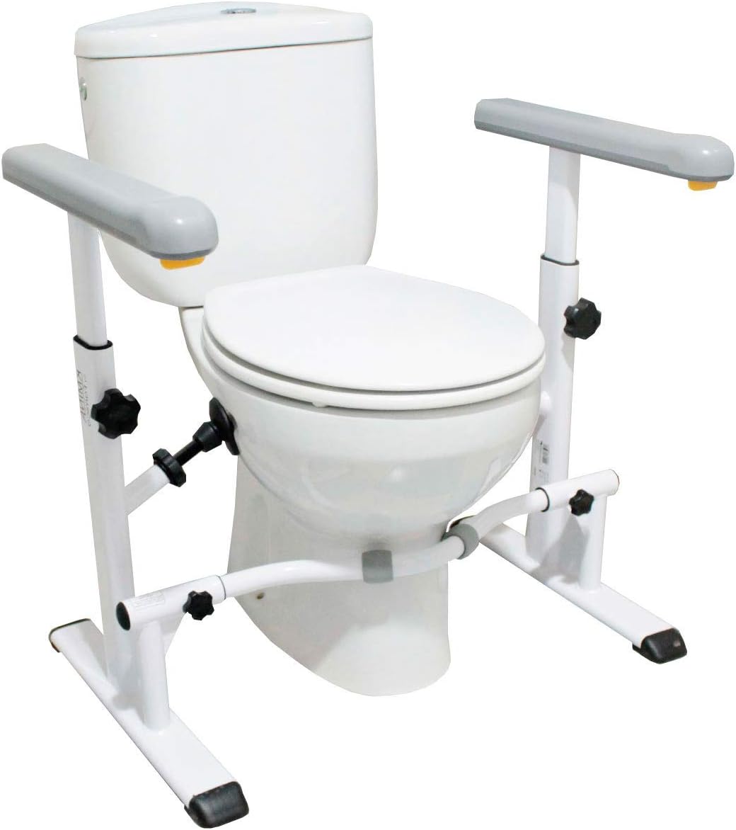 KMINA - Toilet Safety Rails for Seniors (330 lbs), Toilet Safety Frame with Arms, Handicap Toilet Seat with Handles, Adjustable Height and Width Toilet Rails for Seniors, Handicap Grab Bars-0