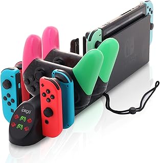 ECHZOVE Controller Charger for Nintendo Switch, Charger for 4 Switch Joy-Con Controllers, 2 Switch Pro controllers, 2 Joy-con Wrist Straps with USB 2.0 Ports(Not for PowerA Pro Controllers)