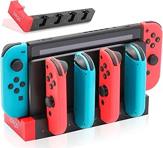 ECHZOVE Switch Controller Charger Dock Station for Switch & Switch OLED Model Joycons,Charger for 4 Switch Joy-Cons with 4 Joy Con Charging Slots, 2 USB 2.0 Plugs and Charging Indicator