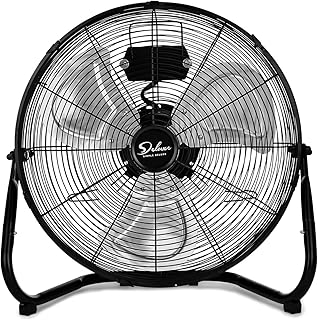 Simple Deluxe 20 Inch 3-Speed High Velocity Heavy Duty Metal Industrial Floor Fans Oscillating Quiet for Home, Commercial, Residential, and Greenhouse Use, Outdoor/Indoor, Black, 20"