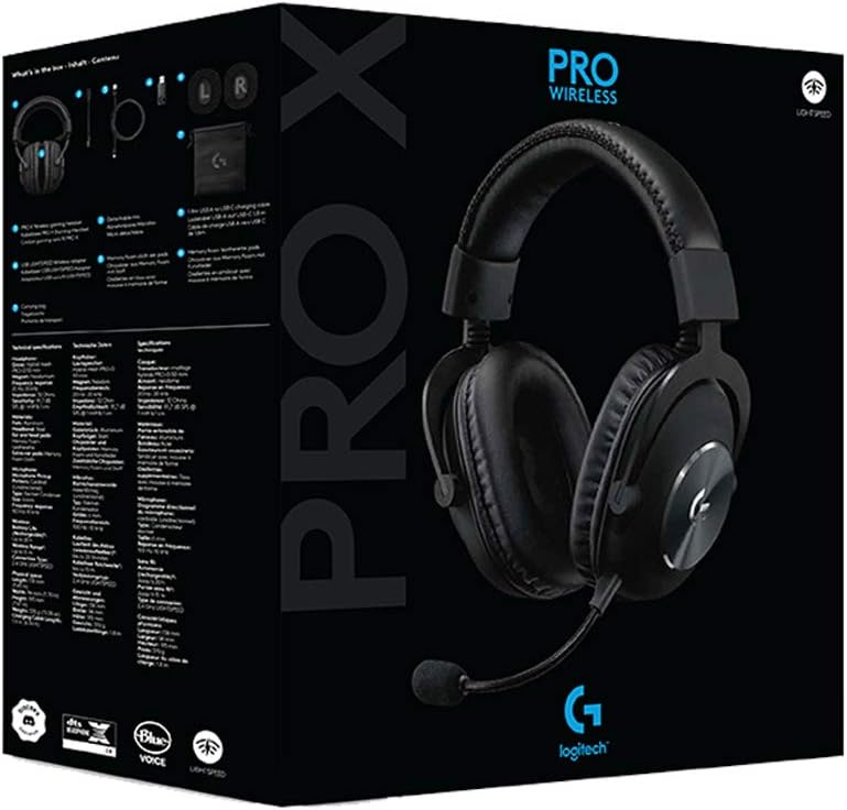 Logitech G PRO X Wireless Lightspeed Gaming Headset Gen 1: Blue VO!CE Mic Filter Tech, 50 mm PRO-G Drivers, and DTS Headphone:X 2.0 Surround Sound - Black-9