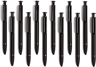 U Brands Midnight Monterey Ballpoint Pens, Set of 12, Black Soft Touch, Painted Black Details, Bold (1.0 mm) Point, Black Ink