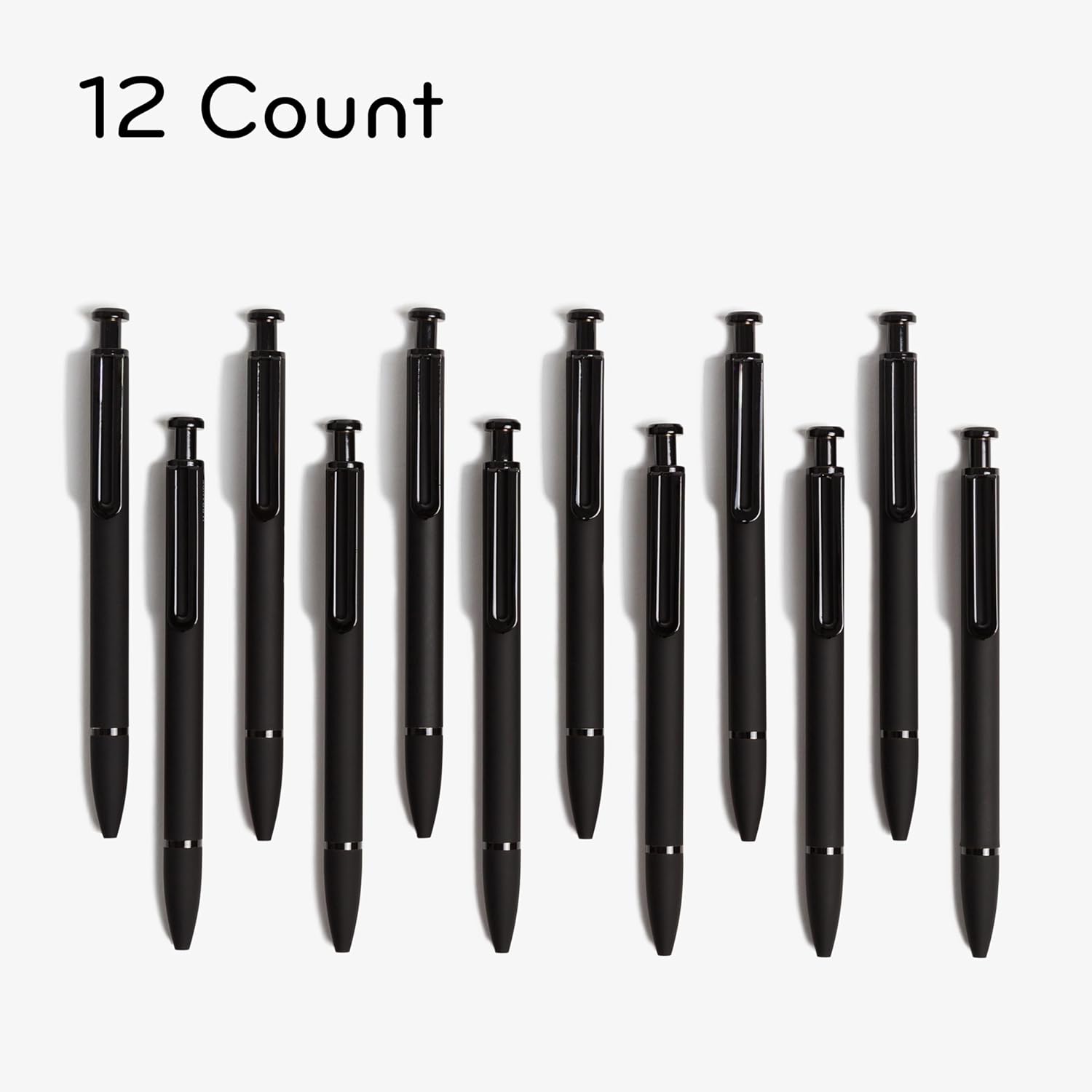 U Brands Midnight Monterey Ballpoint Pens, Set of 12, Black Soft Touch, Painted Black Details, Bold (1.0 mm) Point, Black Ink-1