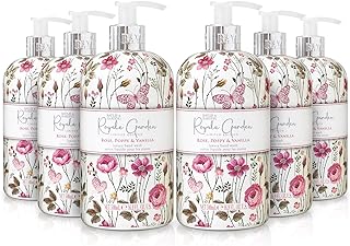 Baylis & Harding Liquid Hand Soap Wash with Dispenser, Royale Garden, Rose, Poppy & Vanilla, 16.9oz/500ml (6-Pack)