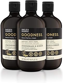 Baylis & Harding Goodness Lemongrass & Ginger Bath Soak, 500 ml (Pack of 3) - Vegan Friendly