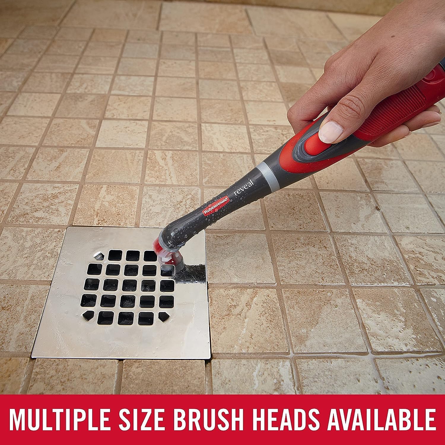 Rubbermaid Reveal Power Scrubber with Multi-Purpose & Grout Head, Cordless Electric Battery Powered Scrub Brush, Water Resistant, for Home/Kitchen/Bathroom/Grout/Tile/Shower/Tub-10