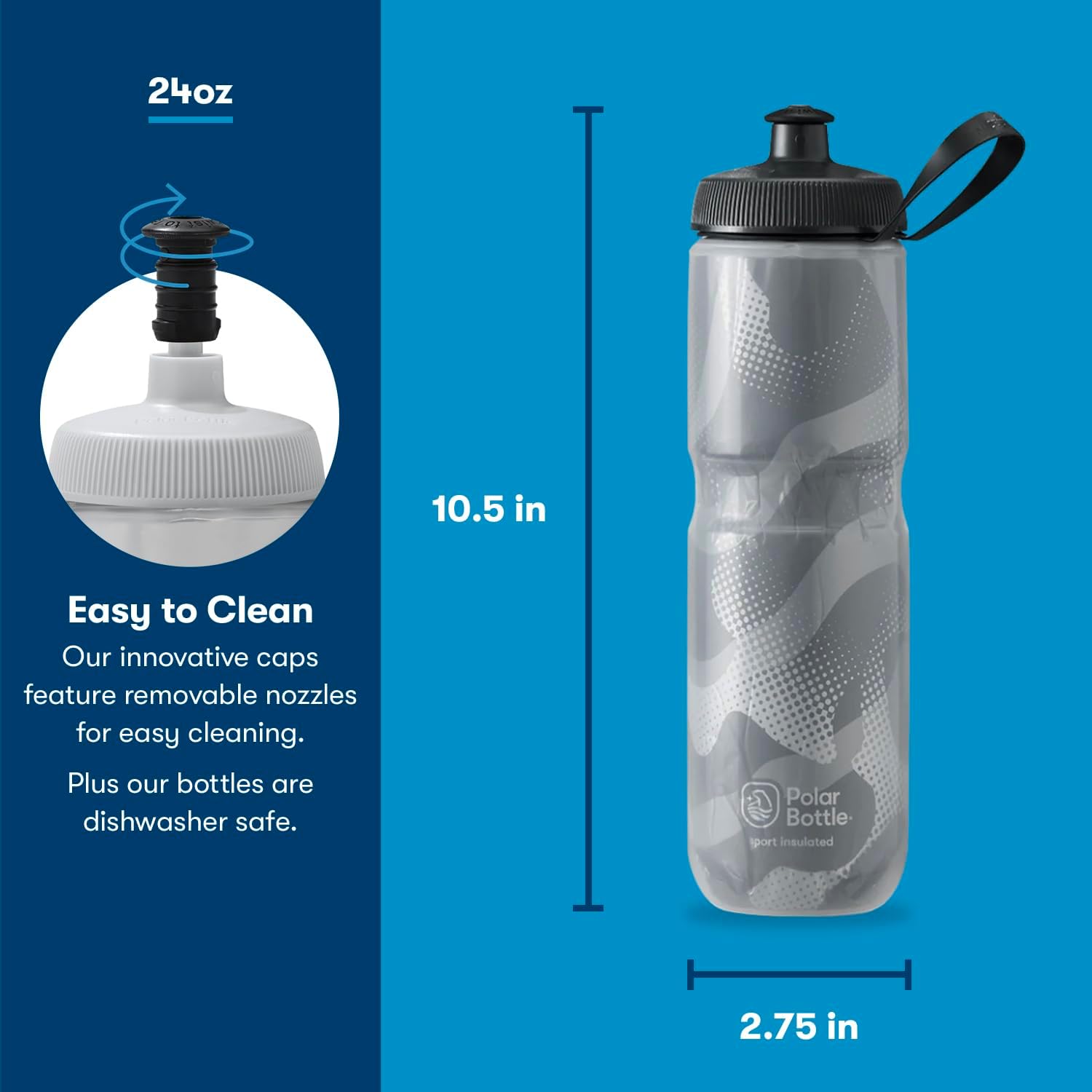 Polar Bottle Sport Insulated Water Bottle - Leak Proof Water Bottles Keep Water Cooler 2X Longer Than a Regular Reusable Water Bottle -BPA-Free, Sport & Bike Squeeze Bottle with Handle-1