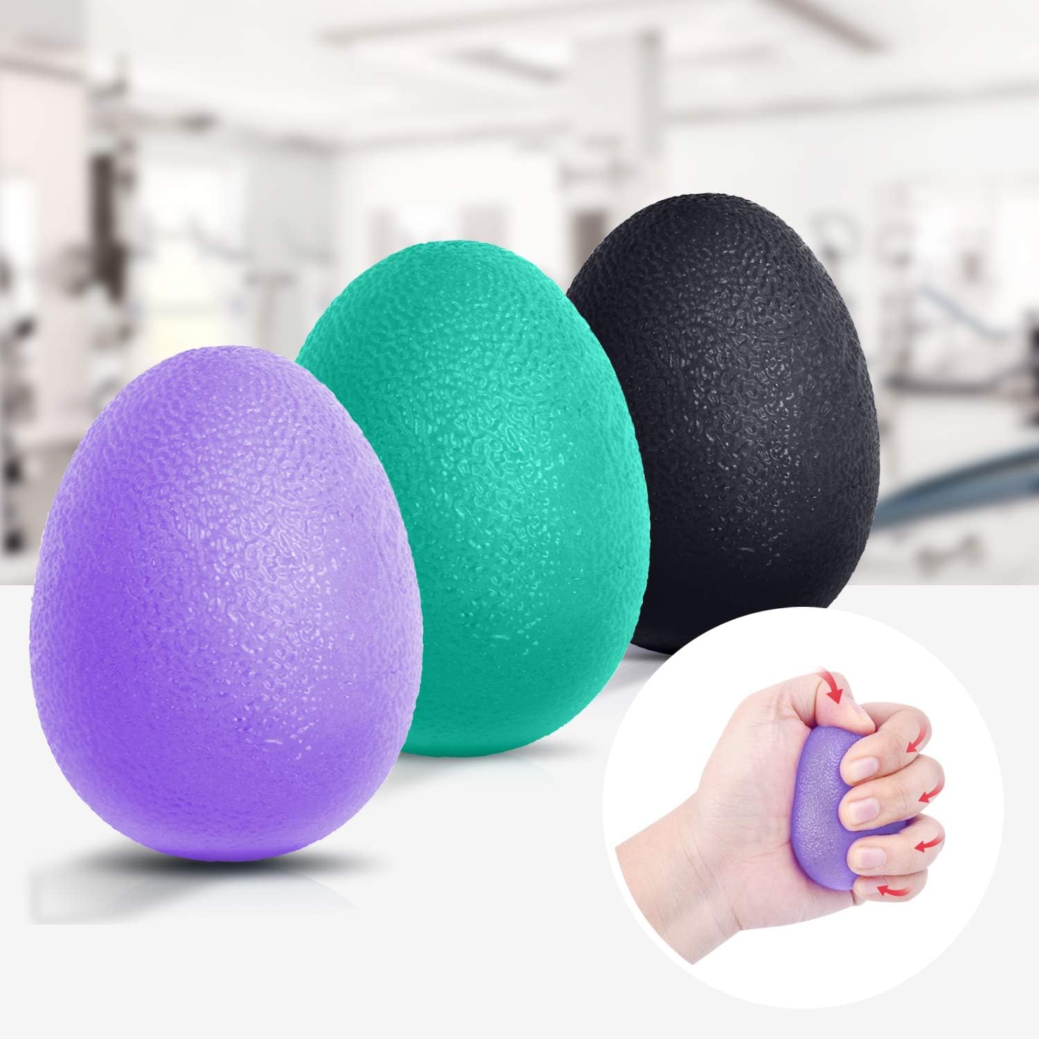 Peradix Hand Grip Strength Trainer, Stress Relief Ball for Adults and Kids, Wrist Rehab Therapy Hand Grip Equipment Ball Squishy Tools - Set of 3 Finger Resistance Exercise Squeezer-0