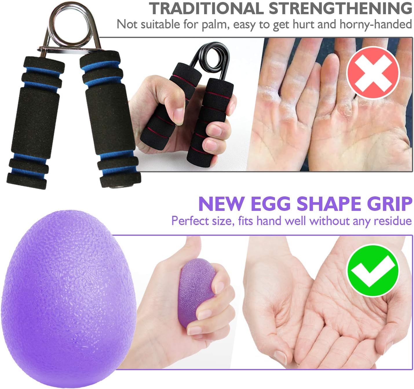 Peradix Hand Grip Strength Trainer, Stress Relief Ball for Adults and Kids, Wrist Rehab Therapy Hand Grip Equipment Ball Squishy Tools - Set of 3 Finger Resistance Exercise Squeezer-1