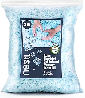 Nestl Adjustable Shredded Gel Memory Foam Fill, Memory Foam & Poly Fill for Your Adjustable Ice Pillows - CertiPUR-US Approved- 1LB