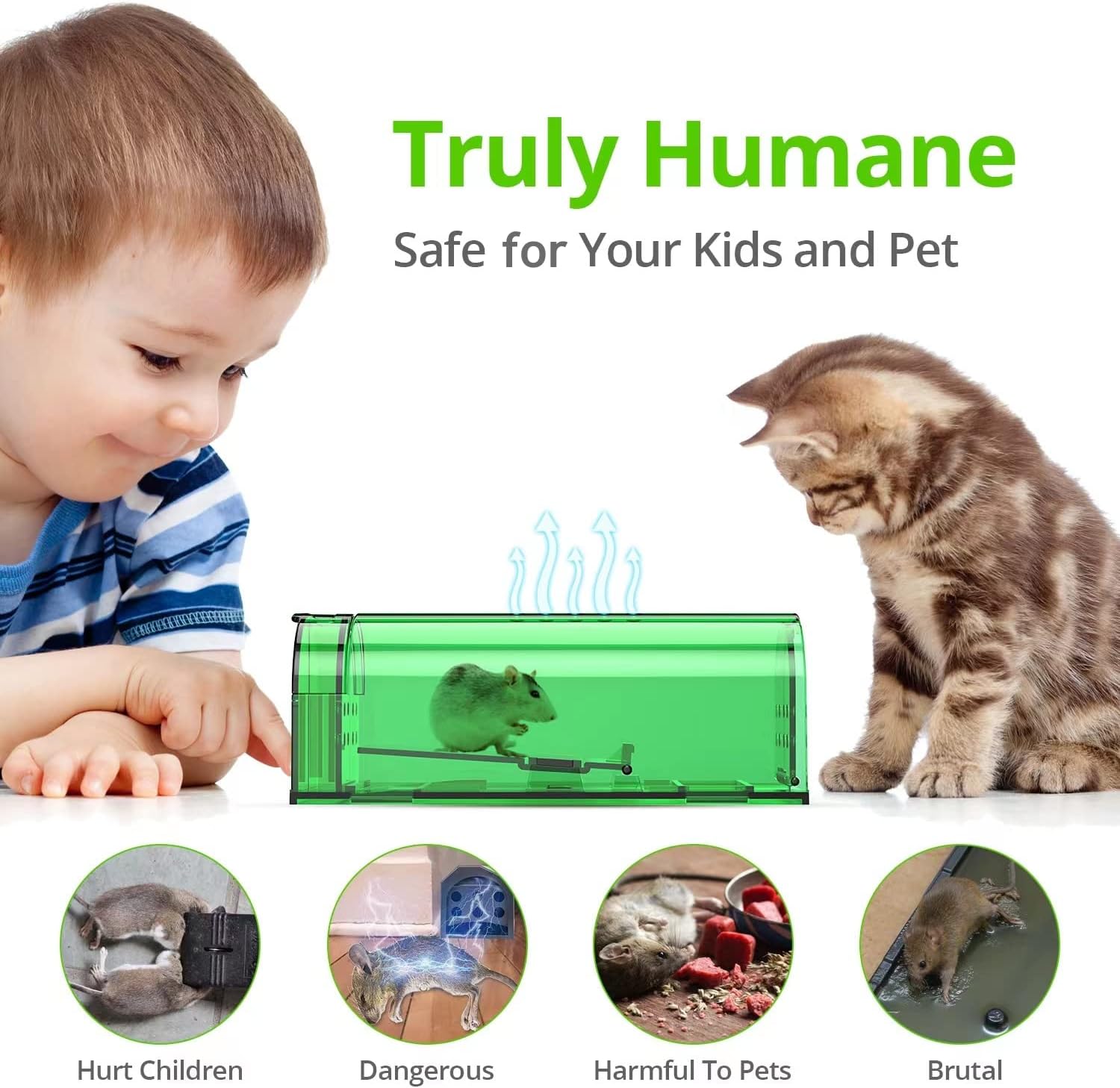 Mouse Traps, Humane Mouse Trap, Easy to Set, Mouse Catcher Quick Effective Reusable and Safe for Families -2 Pack-3