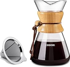 COSORI Pour Over Coffee Maker with Double Layer Stainless Steel Filter, 8-Cup, 34oz, Drip Coffee Maker, Coffee Dripper Brewer, High Heat Resistant Carafe, also for Camping, Hiking