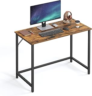 VASAGLE Computer Desk, Gaming Desk, Home Office Desk, for Small Spaces, 19.7 x 39.4 x 29.5 Inches, Industrial Style, Metal Frame, Rustic Brown and Black ULWD41X