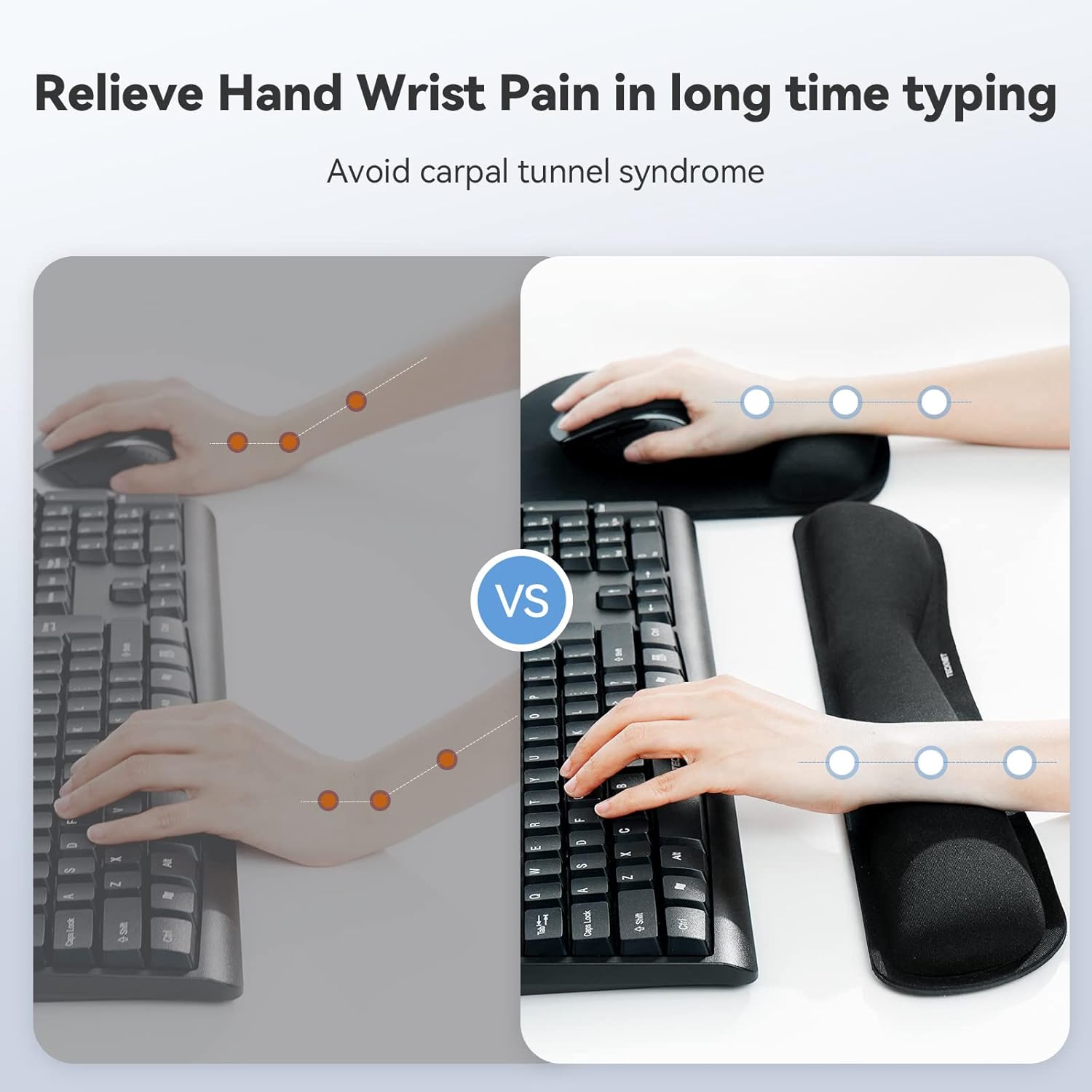 TECKNET Keyboard Wrist Rest and Mouse Pad with Wrist Support, Memory Foam Set for Computer/Laptop/Mac, Lightweight for Easy Typing & Pain Relief Ergonomic Mousepad (Black)-2