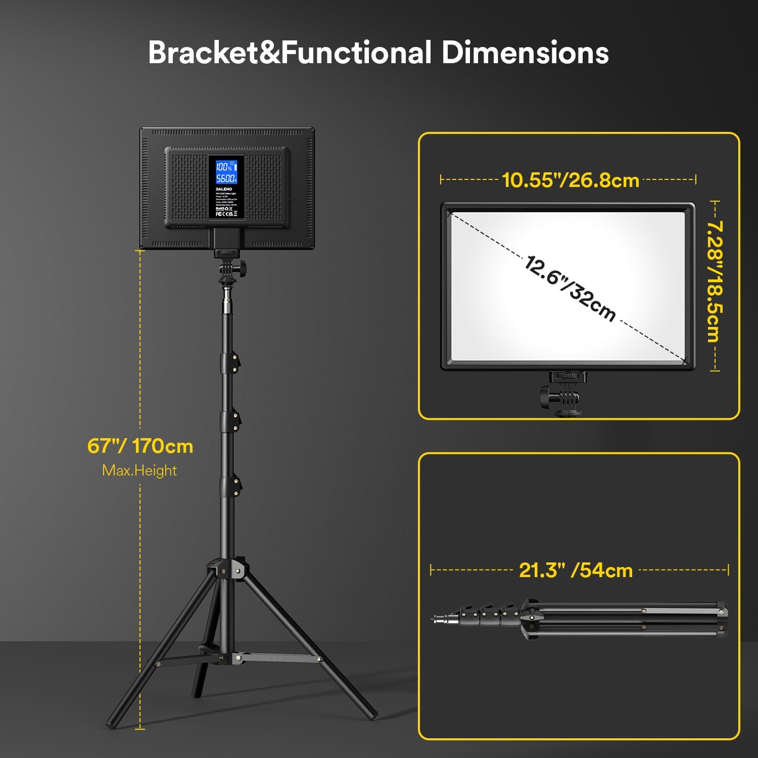 RALENO 2 Packs LED Video Light and 75inches Stand Lighting Kit, CRI 95+ Photography Lighting with 8000mAh Built-in Battery & LCD Display, Studio Lights for TikTok, YouTube, Live Streaming, Videography-7