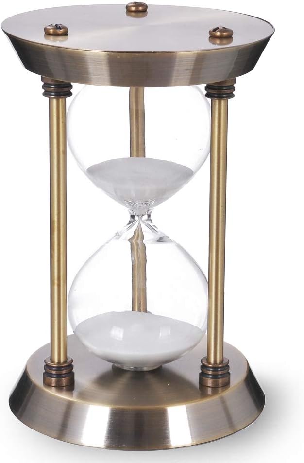 60 Minute Hourglass Sand Timer with Metal Frame, Big Size Antique Sand Clock, Bronze-1