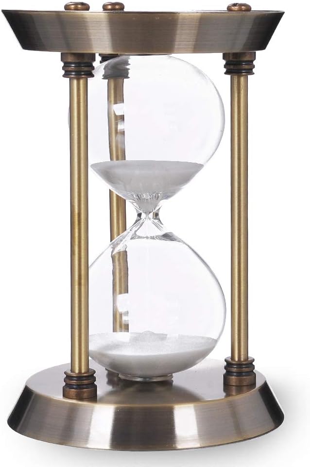 60 Minute Hourglass Sand Timer with Metal Frame, Big Size Antique Sand Clock, Bronze-2