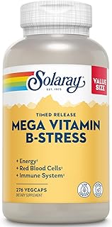 SOLARAY Mega Vitamin B-Stress - Timed Release Vitamin B Complex w/Vitamin B12, B6, Folic Acid, VIT. C - Stress, Energy, Red Blood Cell, Immune Support - Vegan, 60-Day Guarantee (276 CT)