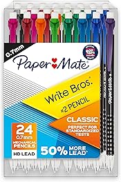 Paper Mate Mechanical Pencils 0.7mm, Write Bros. Classic Number 2 Pencil Set, Office Supplies, Classroom Supplies, Sketching Pencils, Drafting Pencils, Great for Standardized Testing, 24 Count