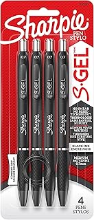 Sharpie S-Gel, Gel Pens, Medium Point (0.7mm), Black Ink Gel Pen, 4 Count