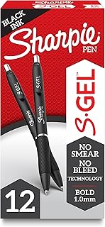 Sharpie S-Gel, Gel Pens, Drawing Pens, Writing Pens, Gel Ink Pens For Journaling, Coloring Pens, Bold Point (1.0Mm), Black Ink Gel Pen, 12 Count