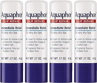 Aquaphor Lip Repair Stick - Soothes Dry Chapped Lips - 0.17 Ounce (Pack of 4)