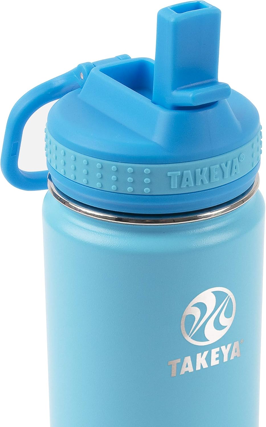 Takeya Actives Kids 16 oz Vacuum Insulated Stainless Steel Water Bottle with Straw Lid, Sail Blue/Atlantic-1