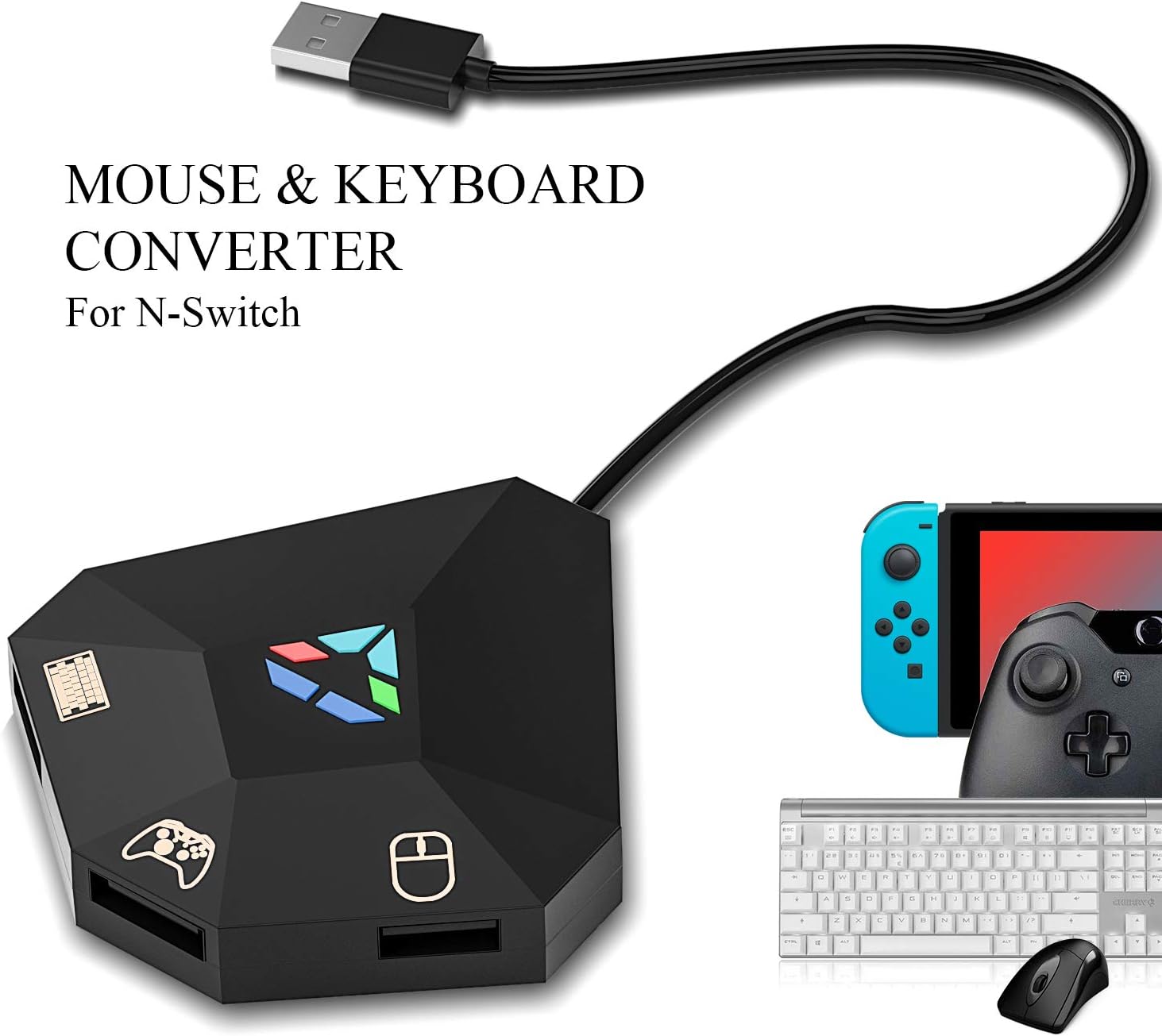 ECHZOVE Keyboard and Mouse Adapter for Nintendo Switch, Keyboard and Mouse Adapter for PS4, Xbox One, PS3, Xbox 360-0