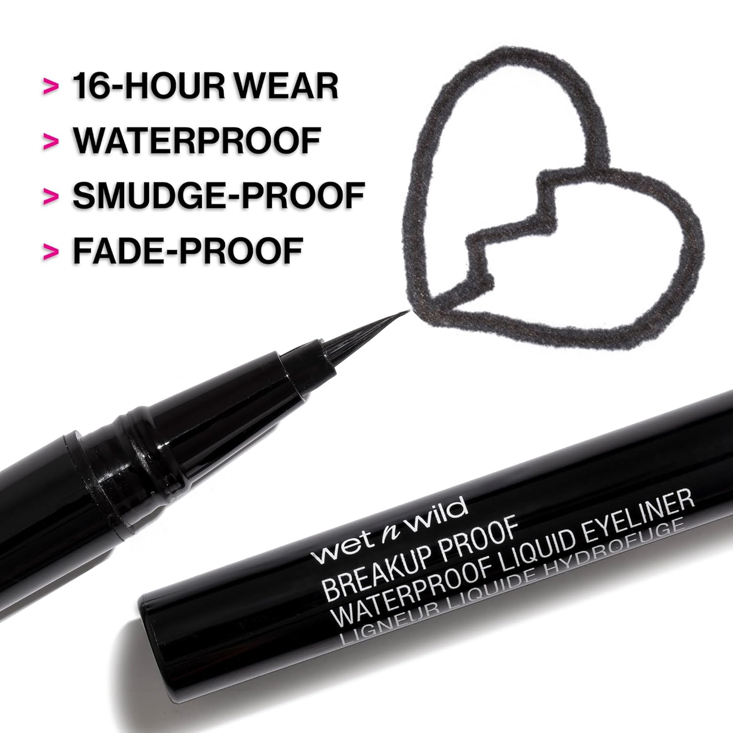 wet n wild Mega Last Breakup Proof Liquid Eyeliner - Ultra-Fine Brush, Waterproof, 16-Hour Long-Lasting Wear- Cruelty-Free & Vegan - Black-2