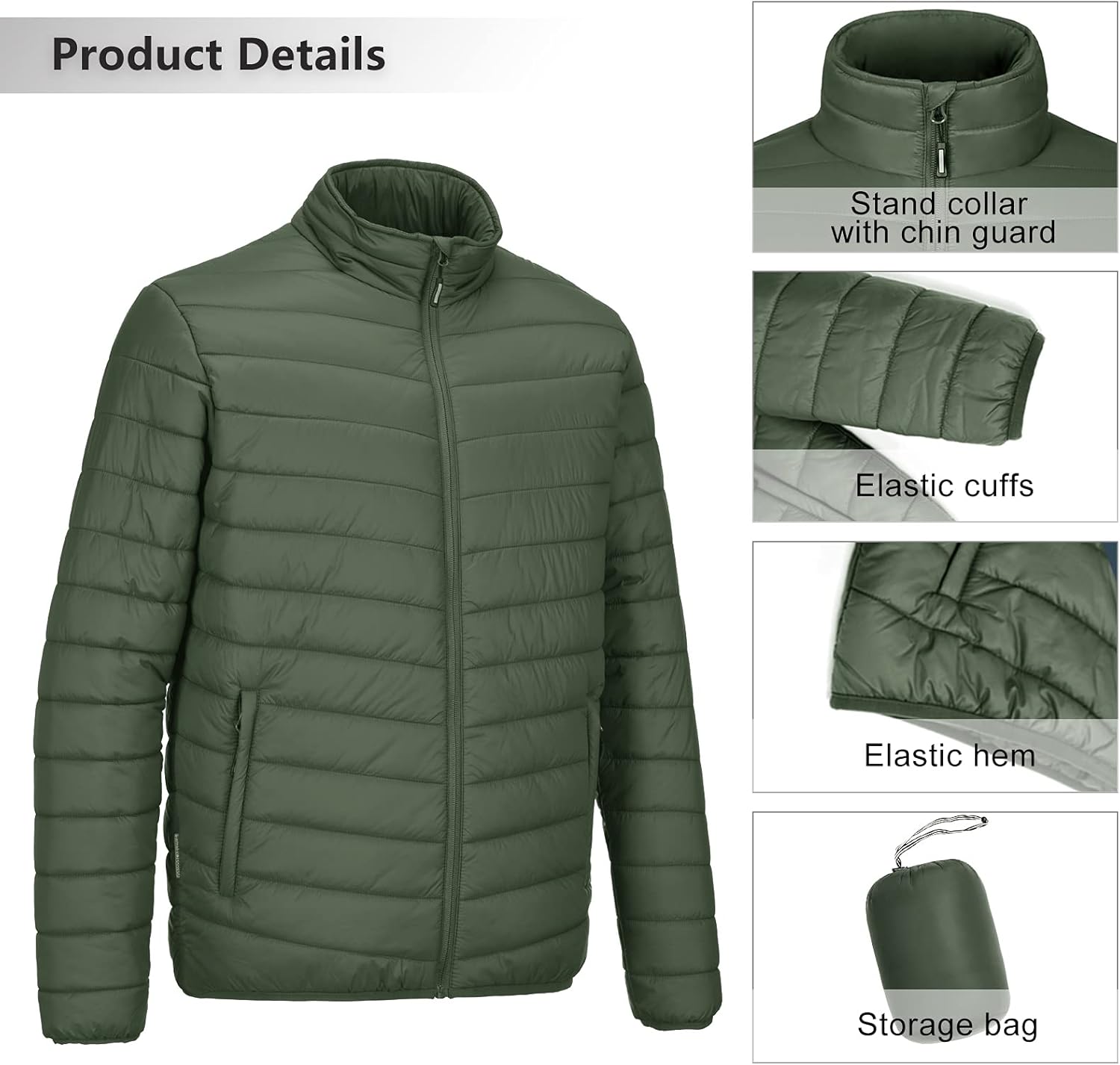 Outdoor Ventures Men's Lightweight Packable Puffer Winter Jacket Insulated Puffy Coat for Snow Ski Hiking Travel-4