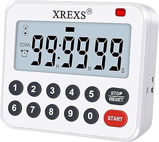 XREXS Digital Kitchen Timer Magnetic Countdown Up Cooking Timer Loud Alarm and Mute Optional, Magnet and Stand, Large Display Classroom Timer for Teachers (2 Batteries Included) Upgraded Version