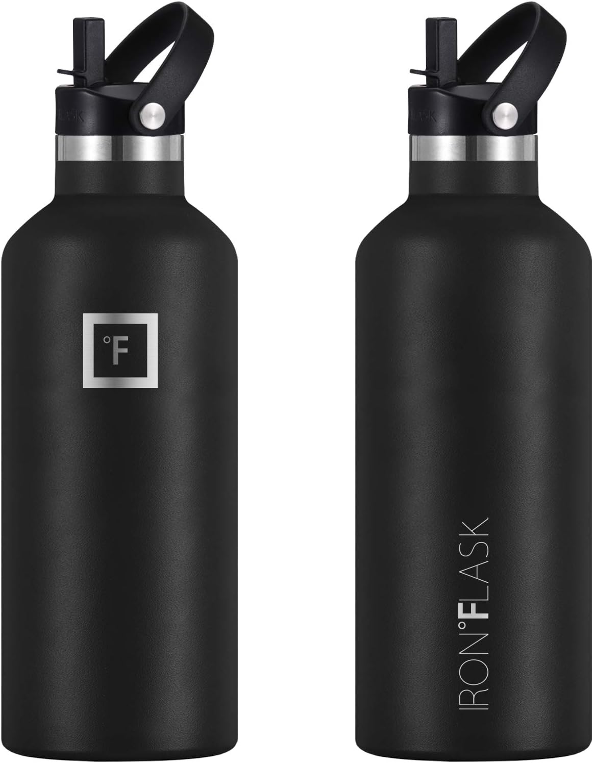 IRON °FLASK Camping & Hiking Hydration Canteens - 3 Lids (Narrow Straw/Spout Lid) Leak Proof Vacuum Insulated Stainless Steel - Hot & Cold Double Walled Sports Water Bottle-2